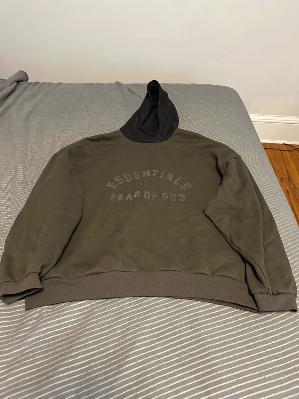 Fear of God Essentials Ink Jet Black Nylon Fleece Hoodie 2 Tone  - XL